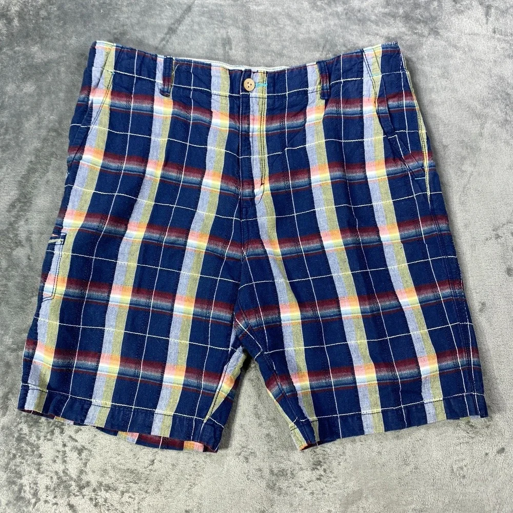 Tommy Bahama Relax Shorts Plaid Seersucker Mens 35  Linen Cotton Beach Coastal